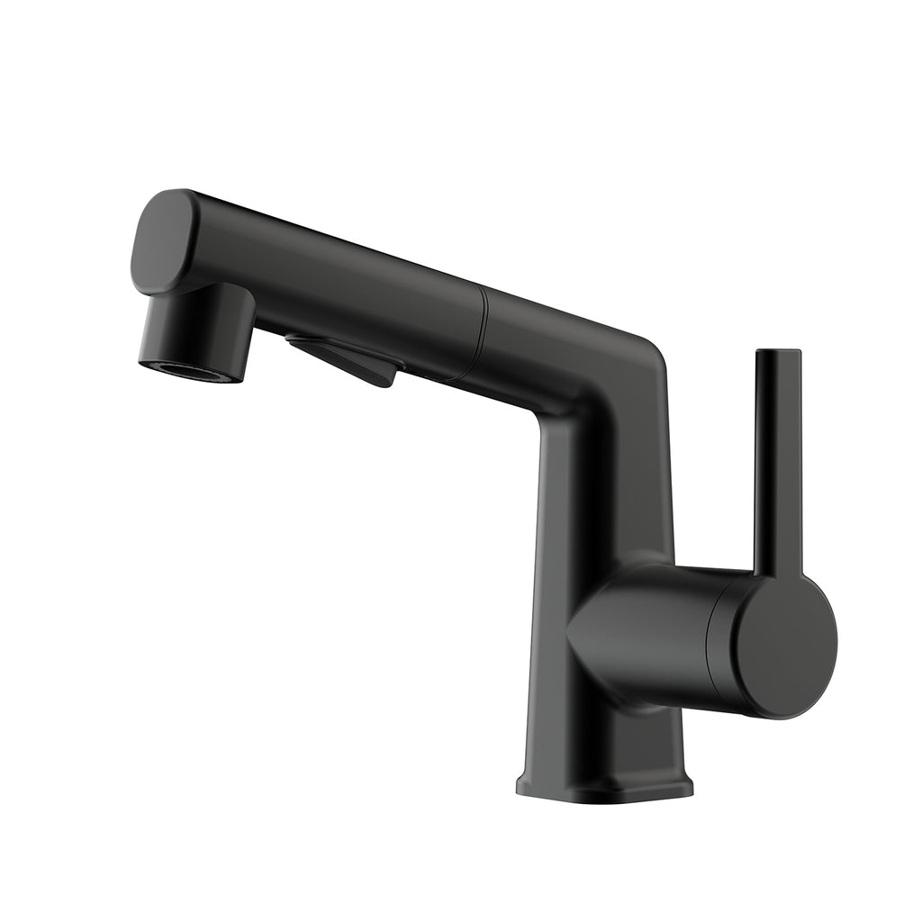 Bathroom Sink Faucet With 3-Function Pull Out Sprayer Black Basin Mixer ...