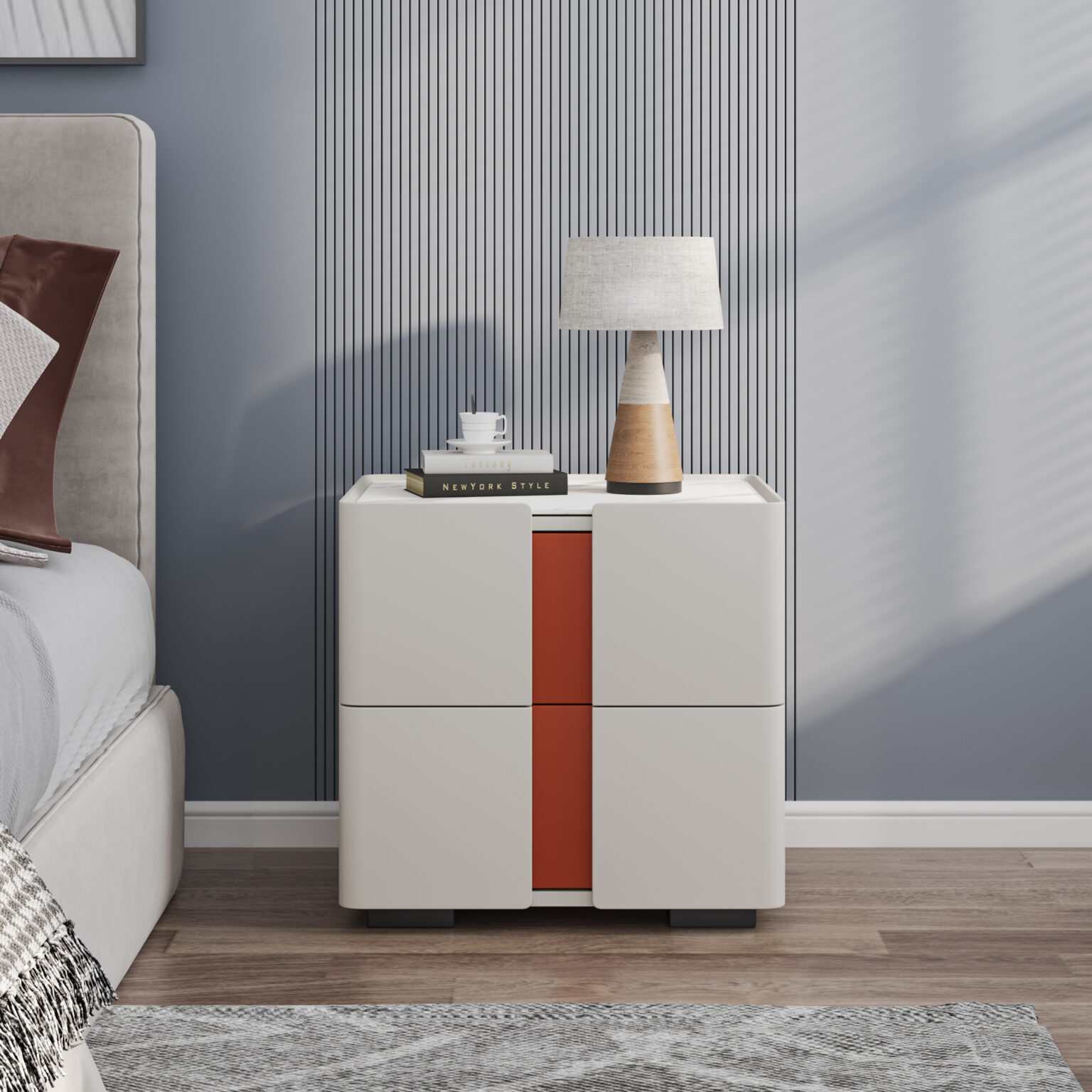 Homein 20 Inch Modern 2 Drawer Storage Nightstand SOLUTION   HYC SN09智能床头柜 场景图 1536x1536 